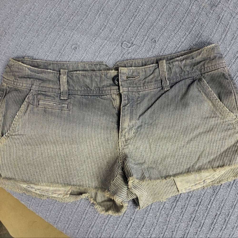 Womens American Eagle Striped Jean Shorts